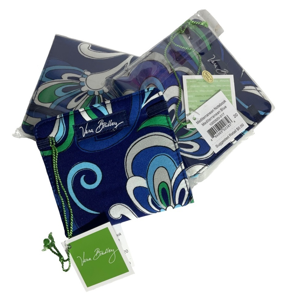 Vera Bradley NWT Notebook Mediterranean Blue 4x4 Blank Pages Elastic Band Close - Picture 1 of 10